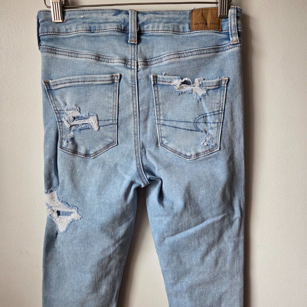 EUC AMERICAN EAGLE OUTFITTERS NEXT LEVEL STRETCH HI RISE JEGGING RIPPED SIZE 4 R - Picture 4 of 16